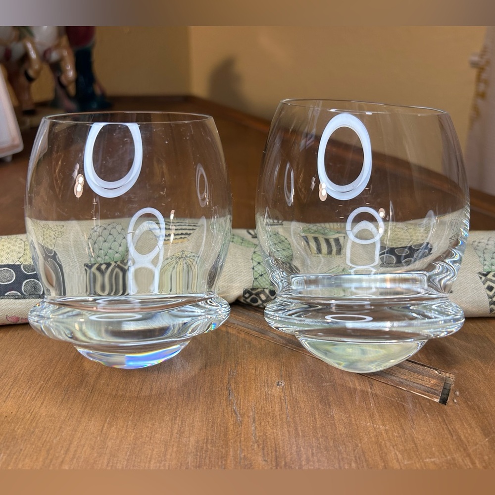 Rosenthal Studio-Line Schnapps & Whiskey Eggs Roly Poly Shot Glasses Pair 1970s